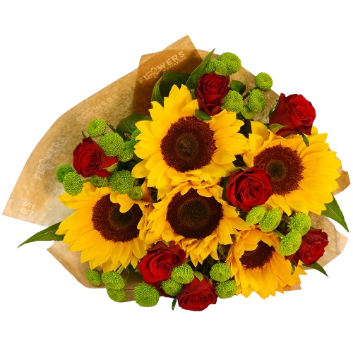 Red Roses-Sunflower Bouquet